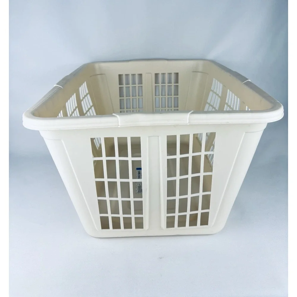 Vintage Rubbermaid Laundry Basket 2965 Tan Almond Hamper Rectangular Plastic Y2K